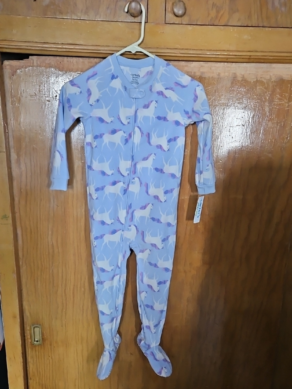 Carter's Light Blue Unicorn Footed One-Piece Pajama